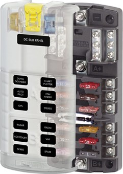 Picture of Blue Sea 5032 12 Circuit Split Bus Fuse Block with Ground and Cover