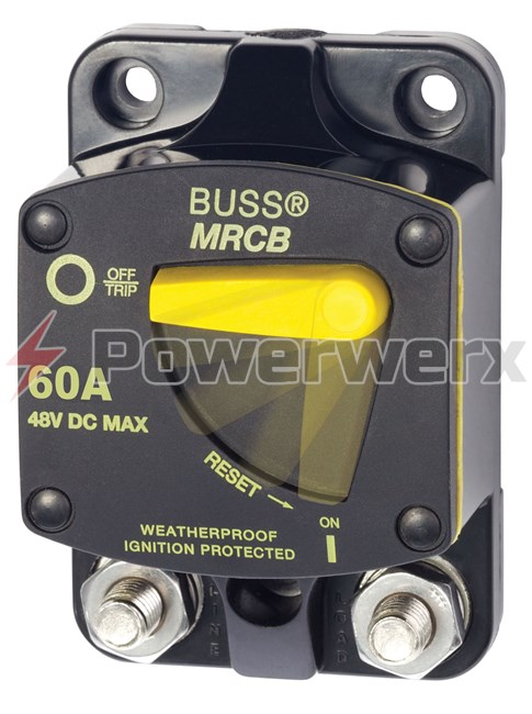 Picture of Eaton Bussmann 187F Series Resettable Waterproof Circuit Breaker Surface Mount, 60A