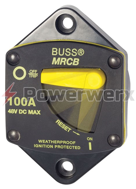 Picture of Eaton Bussmann 187P Series Resettable Waterproof Circuit Breaker Panel Mount, 100A