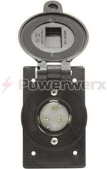 Picture of Marinco Manual AC Receptacle Inlet 120VAC, 20A, Water Tight, Black Color