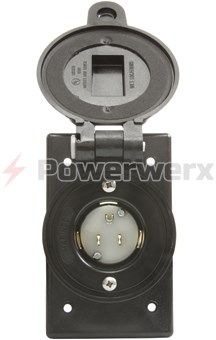 Picture of Marinco Manual AC Receptacle Inlet 120VAC,15A, Water Tight, Black Color