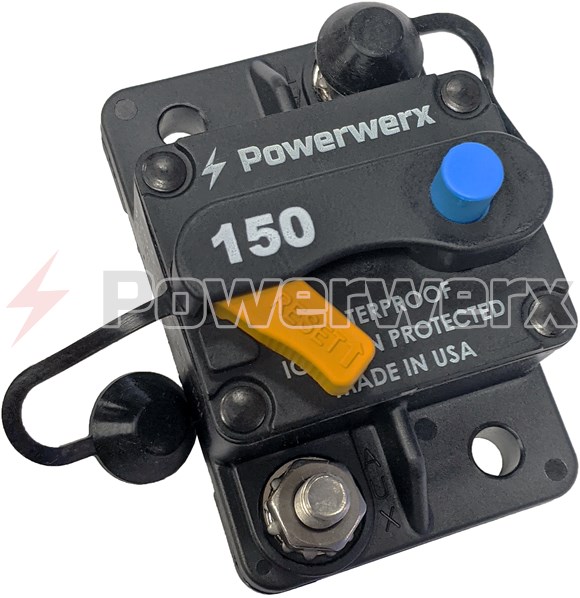 Picture of Mechanical Products 175-S8-150-2 Series 17 Surface Mount Resettable Circuit Breaker, Push/Trip Reset, 1/4” Stud, 150A