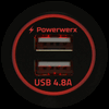 Picture of Powerwerx Backlit Red Panel Mount Dual USB 4.8A Fast Device Charger for 12/24V Systems