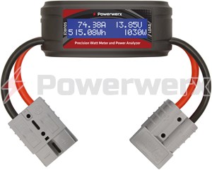 Picture of Powerwerx Watt Meter Plus, DC Inline Power Analyzer, 75A Continuous, 8 Gauge, SB50 Powerpole Connectors