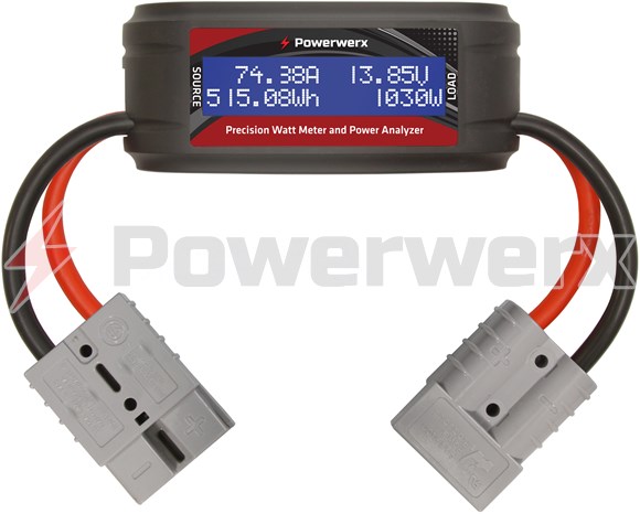 Picture of Powerwerx Watt Meter Plus, DC Inline Power Analyzer, 75A Continuous, 8 Gauge, SB50 Powerpole Connectors